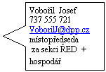 Popisek se ipkou doleva: Voboil  Josef 737 555 721   VoborilJ@dpp.cz    mstopedseda
 za sekci ED  + hospod
